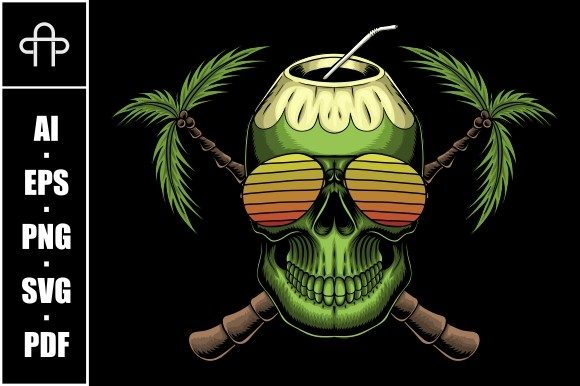 Coconut Skull Retro Vector Illustration Review