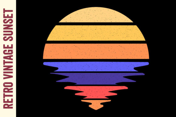 Retro Sunset Vintage Beach Sunrise Wave