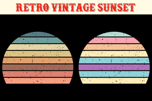Retro Vintage Sunset Circle Grunge Art Review