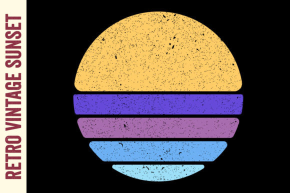 Retro Vintage Sunset Circle Summer Beach