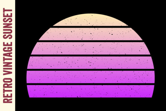Retro Vintage Sunset Half Circle Grunge