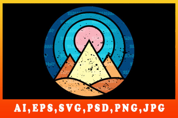 Vintage Sun Retro Graphics Pyramide Art Review
